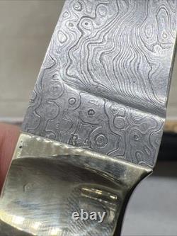 Custom Damascus Fixed Blade Knife With Leather Sheath RA Marked HH917