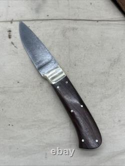 Custom Damascus Fixed Blade Knife With Leather Sheath RA Marked HH917