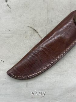 Custom Damascus Fixed Blade Knife With Leather Sheath RA Marked HH917