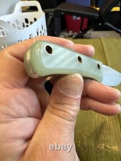 Custom Fixed Blade Knife 6.25 Green Handle with Ken Amen Tooled Leat