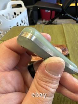 Custom Fixed Blade Knife 6.25 Green Handle with Ken Amen Tooled Leat