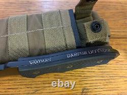 Custom Grayman Knives Engraved Darfur Defender with Dark Earth Cordura Sheath