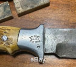 Custom Hand Made R. H. RUANA Large S Stamped Hunting Knife with Sheath Rare