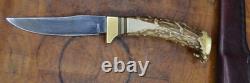 Custom Handmade Fixed Knife with Sheath SOLID STAG Signed R. Green 2014 Russel