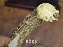 Custom Handmade Fixed Knife with Sheath SOLID STAG Signed R. Green 2014 Russel