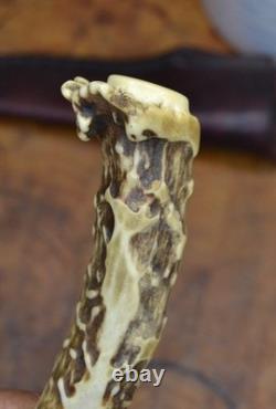 Custom Handmade Fixed Knife with Sheath SOLID STAG Signed R. Green 2014 Russel