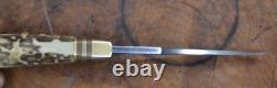 Custom Handmade Fixed Knife with Sheath SOLID STAG Signed R. Green 2014 Russel