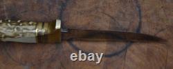 Custom Handmade Fixed Knife with Sheath SOLID STAG Signed R. Green 2014 Russel
