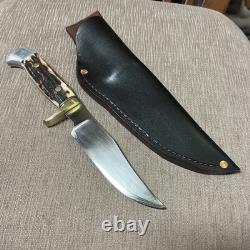 Custom J. Gorey, Fixed Blade Knife, Ariz USA, Unused, Stag, Custom Sheath