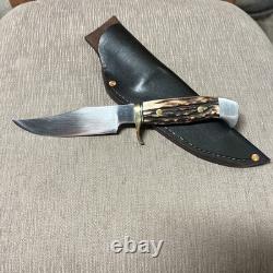 Custom J. Gorey, Fixed Blade Knife, Ariz USA, Unused, Stag, Custom Sheath
