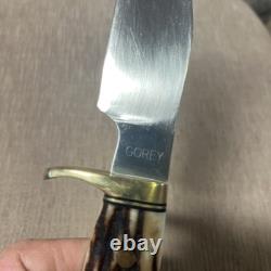 Custom J. Gorey, Fixed Blade Knife, Ariz USA, Unused, Stag, Custom Sheath