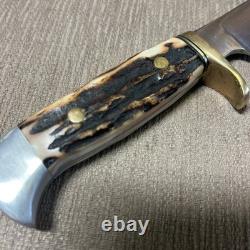 Custom J. Gorey, Fixed Blade Knife, Ariz USA, Unused, Stag, Custom Sheath