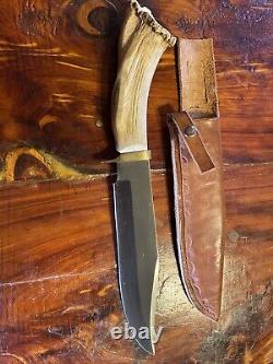 Custom Made Bowie Knife With Solid Elk Bone Handle