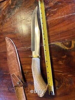 Custom Made Bowie Knife With Solid Elk Bone Handle
