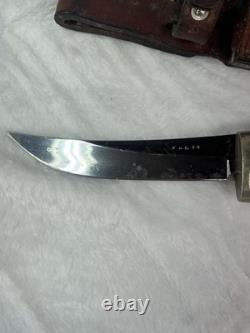 Custom Stag Handle Knife J L E 44 Vintage Hunting Bladeand Sheath