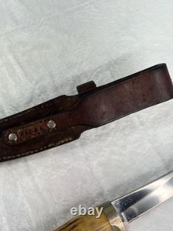 Custom Stag Handle Knife J L E 44 Vintage Hunting Bladeand Sheath
