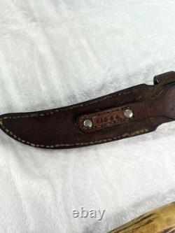 Custom Stag Handle Knife J L E 44 Vintage Hunting Bladeand Sheath
