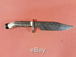 Custom Stek Damascus Hunting Knife withStag Handle