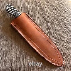 Custom, Unbranded, Unused, Long Bladed Hunter, Bone Handle, Custom Sheath