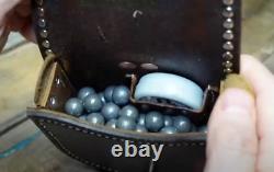 Custom black powder leather ball and percussion-cap shot pouch possibles bag