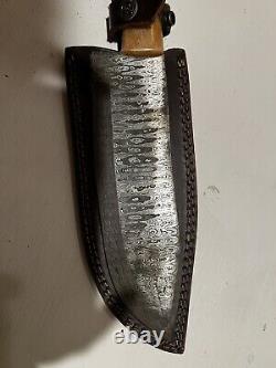 Damascus Bowie Knife in Great Seal of the State of Oklahoma With Sheath