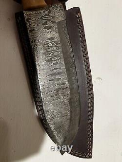 Damascus Bowie Knife in Great Seal of the State of Oklahoma With Sheath