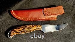 EARLY Tim Britton Fixed Blade Knife. Hand signed Beautiful Knife Leopard Wood