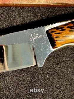 EARLY Tim Britton Fixed Blade Knife. Hand signed Beautiful Knife Leopard Wood