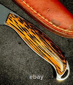 EARLY Tim Britton Fixed Blade Knife. Hand signed Beautiful Knife Leopard Wood