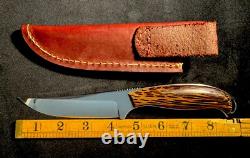 EARLY Tim Britton Fixed Blade Knife. Hand signed Beautiful Knife Leopard Wood