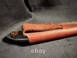 EARLY Tim Britton Fixed Blade Knife. Hand signed Beautiful Knife Leopard Wood