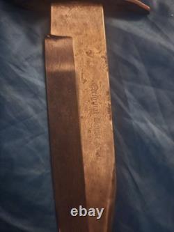 EDGE MARK 1977 Hunting Knife Fixed Blade Steel Clip Point Stag Handle Sheath