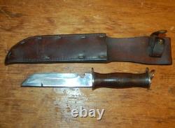 EGW KNIFE MILITARY WWII Fighting Survival Leather Sheath Combat Hunting Waterman