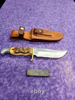 EXCELLENT? RARE VINTAGE SCHRADE WALDEN 171 UH FIXED BLADE 70'S KNIFE with SHEATH