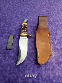 EXCELLENT? RARE VINTAGE SCHRADE WALDEN 171 UH FIXED BLADE 70'S KNIFE with SHEATH