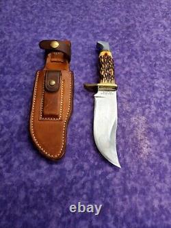 EXCELLENT? RARE VINTAGE SCHRADE WALDEN 171 UH FIXED BLADE 70'S KNIFE with SHEATH