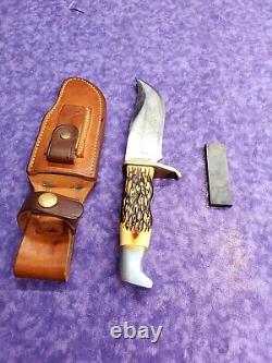 EXCELLENT? RARE VINTAGE SCHRADE WALDEN 171 UH FIXED BLADE 70'S KNIFE with SHEATH