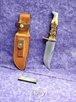 EXCELLENT? RARE VINTAGE SCHRADE WALDEN 171 UH FIXED BLADE 70'S KNIFE with SHEATH