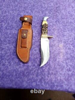 EXCELLENT? RARE VINTAGE SCHRADE WALDEN 171 UH FIXED BLADE 70'S KNIFE with SHEATH