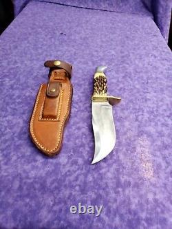 EXCELLENT? RARE VINTAGE SCHRADE WALDEN 171 UH FIXED BLADE 70'S KNIFE with SHEATH