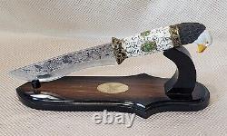 Eagle Hunting Knife with Engraved Stainless Blade Hand Carved 13.5