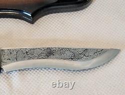 Eagle Hunting Knife with Engraved Stainless Blade Hand Carved 13.5