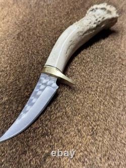 Early Vintage Ken Richardson Crown Stag Skinner Scrimshaw Leather Sheath 1981
