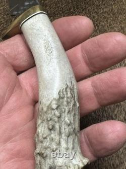 Early Vintage Ken Richardson Crown Stag Skinner Scrimshaw Leather Sheath 1981