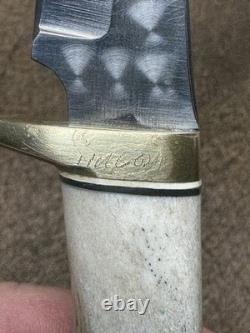 Early Vintage Ken Richardson Crown Stag Skinner Scrimshaw Leather Sheath 1981