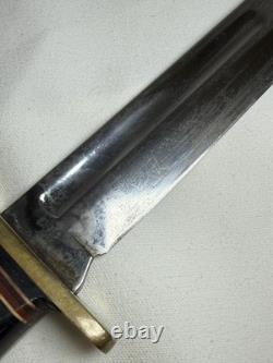 Early Vintage Western Cutlery W46 8 inch Fighting Combat Knife with Leather Sheath