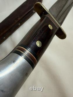 Early Vintage Western Cutlery W46 8 inch Fighting Combat Knife with Leather Sheath