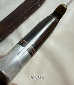 Early Vintage Western Cutlery W46 8 inch Fighting Combat Knife with Leather Sheath