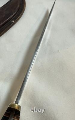 Early Vintage Western Cutlery W46 8 inch Fighting Combat Knife with Leather Sheath