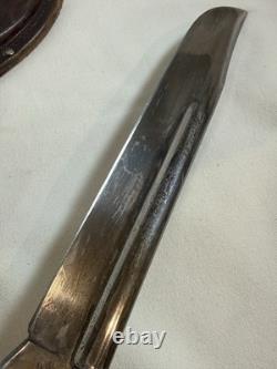Early Vintage Western Cutlery W46 8 inch Fighting Combat Knife with Leather Sheath